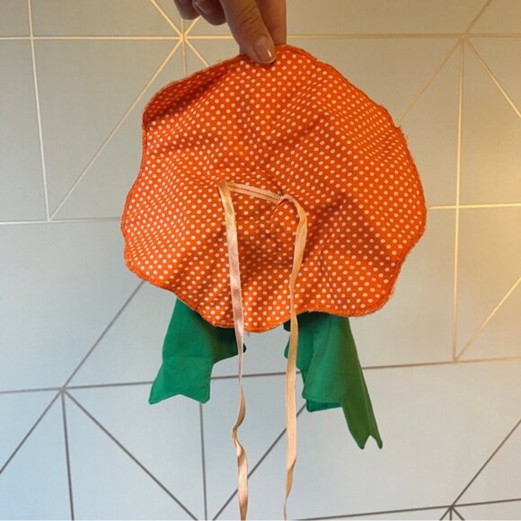 Vintage 1980s Baby Toddler Pumpkin Halloween Costume Romper with Hat - Picture 8 of 11